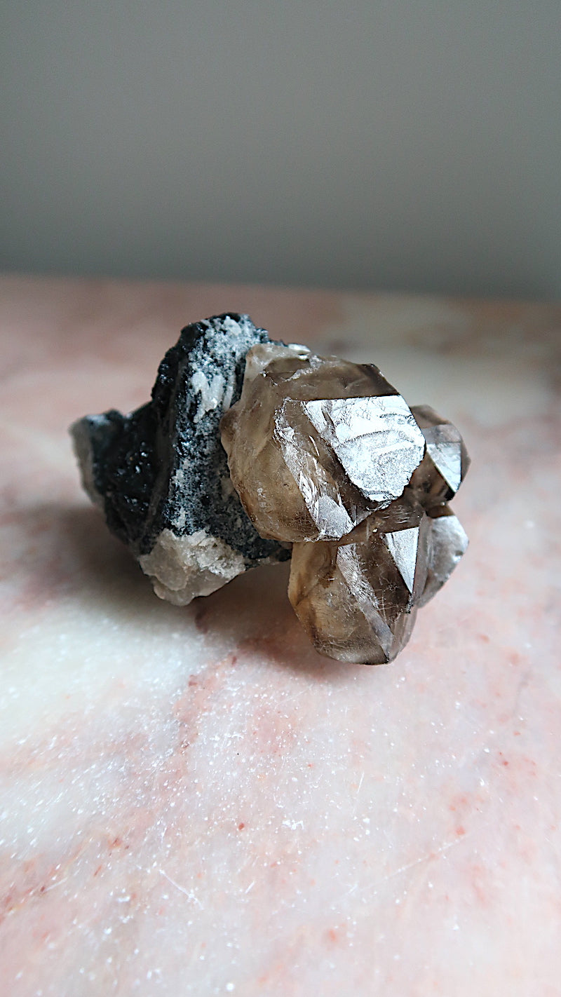 Elestial Quartz & Black Tourmaline Cluster