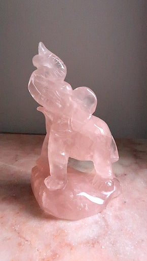 Large Rose Quartz Elephant