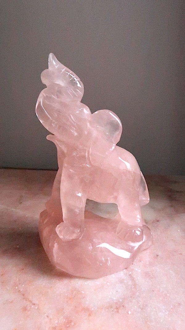 Large Rose Quartz Elephant
