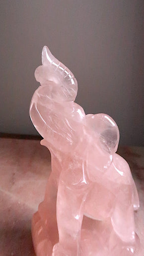 Large Rose Quartz Elephant