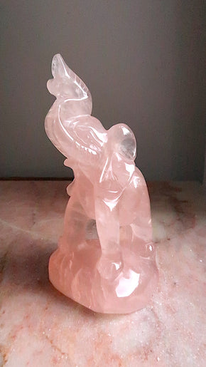 Large Rose Quartz Elephant
