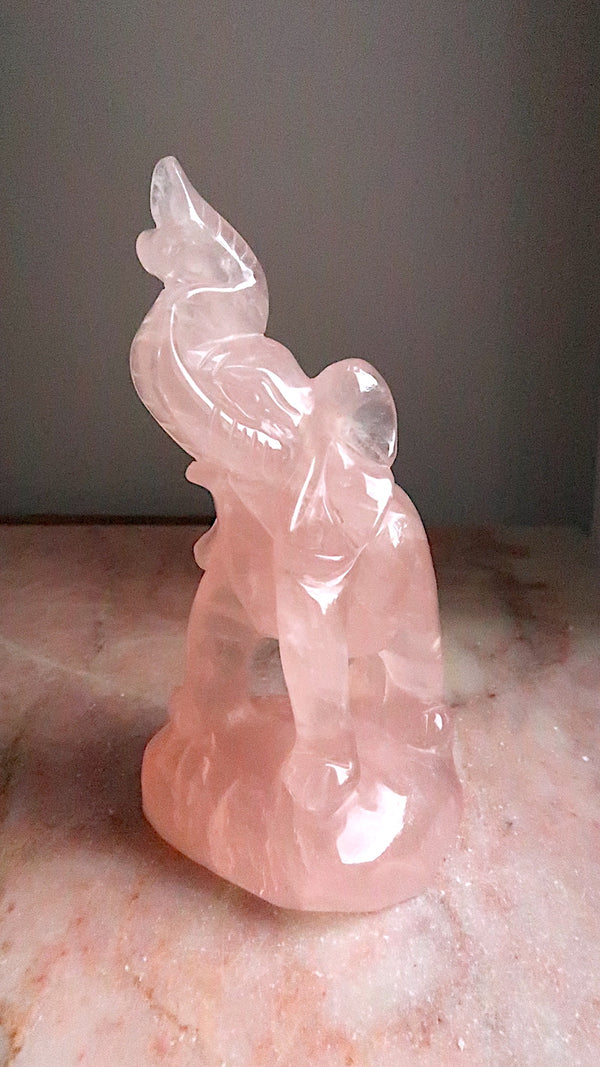 Large Rose Quartz Elephant