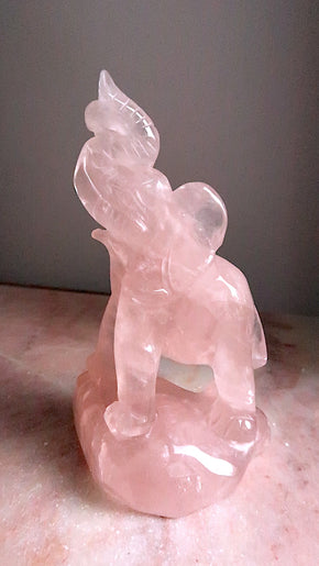 Large Rose Quartz Elephant