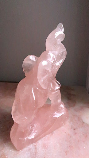 Large Rose Quartz Elephant