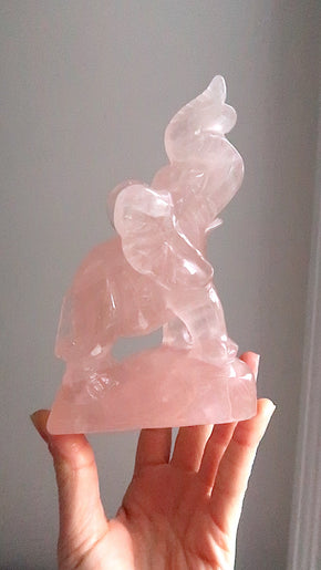 Large Rose Quartz Elephant