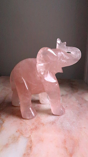 Large Rose Quartz Elephant