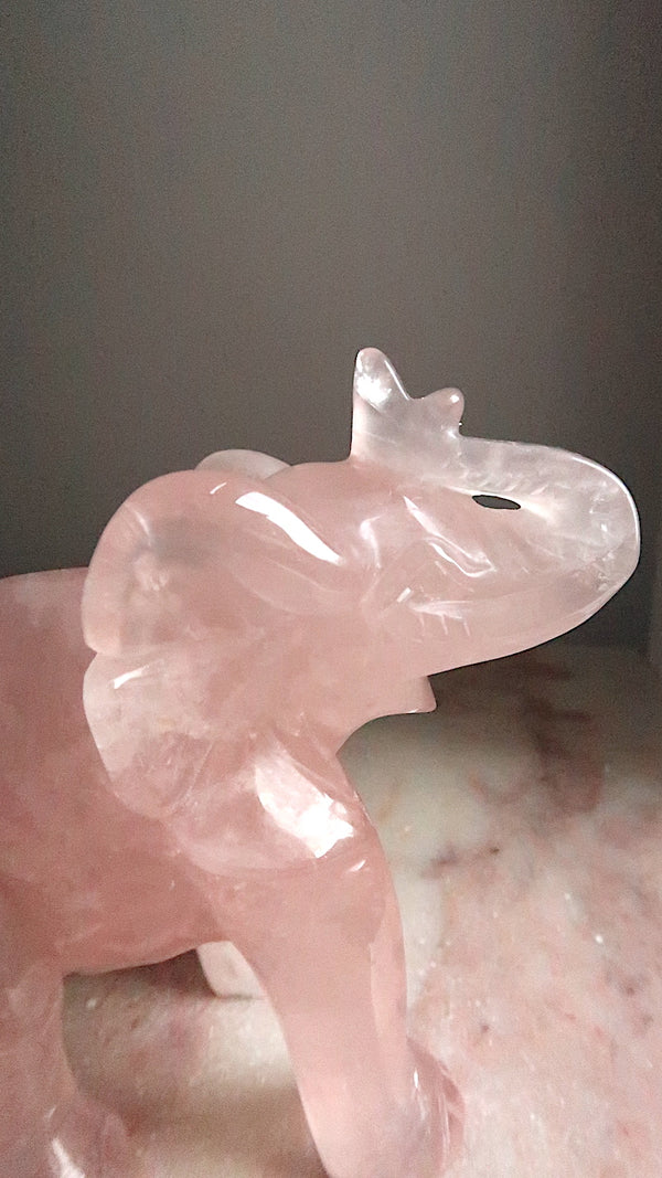 Large Rose Quartz Elephant