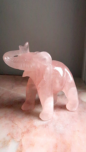 Large Rose Quartz Elephant