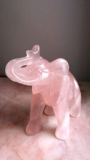 Large Rose Quartz Elephant