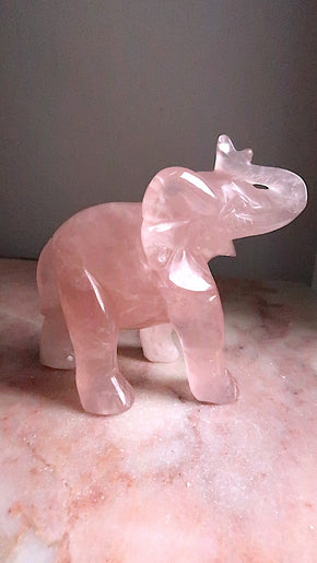Large Rose Quartz Elephant