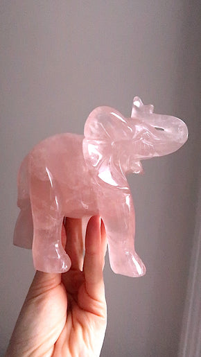 Large Rose Quartz Elephant