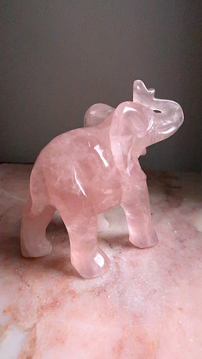 Large Rose Quartz Elephant