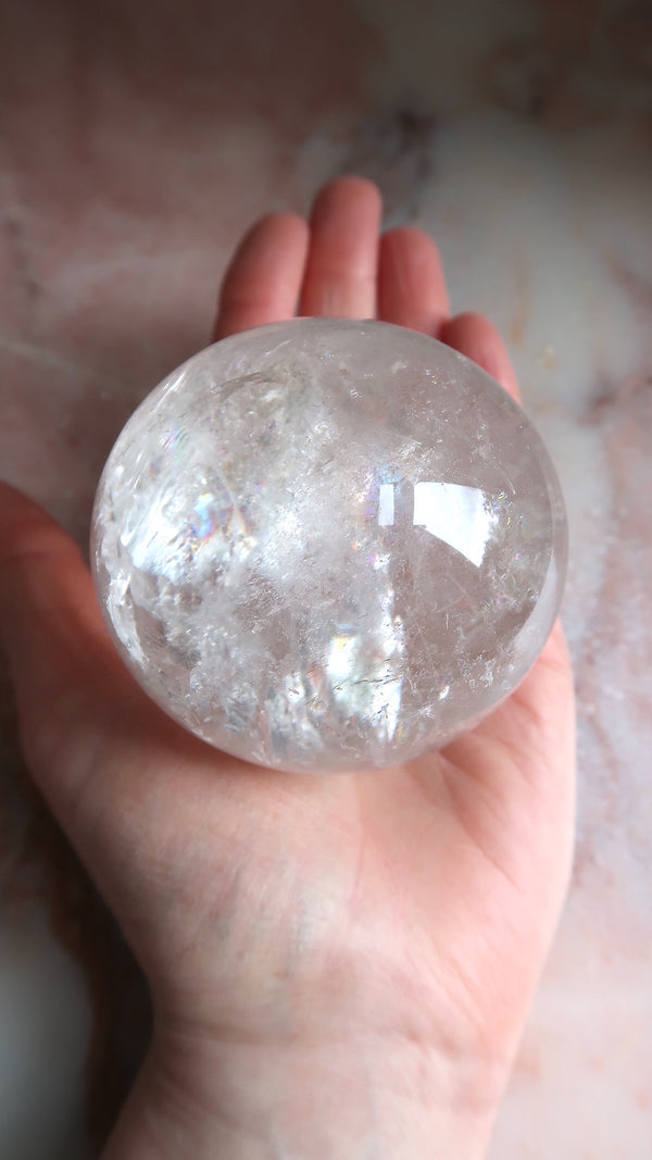 Large Clear Quartz Sphere (filled with rainbows)