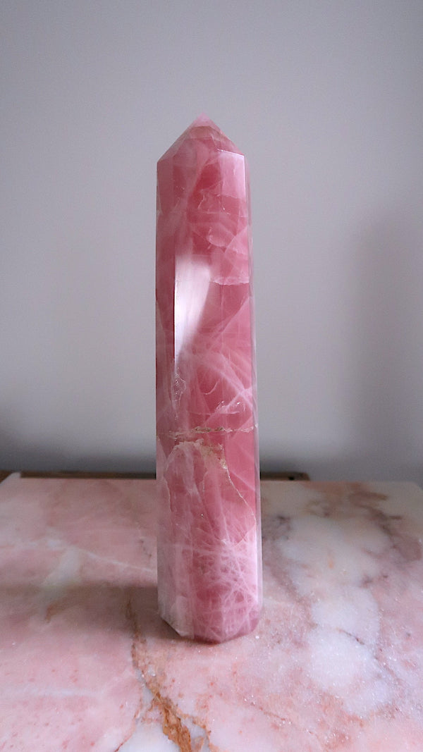 Extra Tall Rose Quartz Point