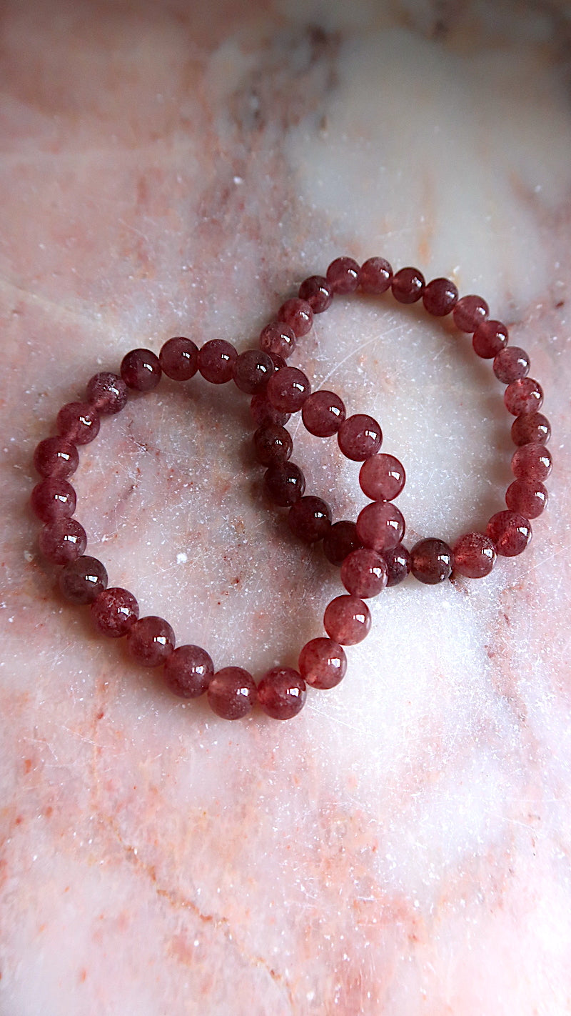 Chunky Strawberry Quartz Bracelet