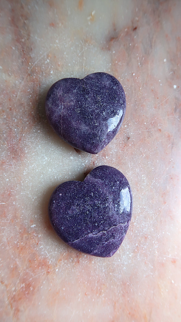 Deep Purple Lepidolite Hearts