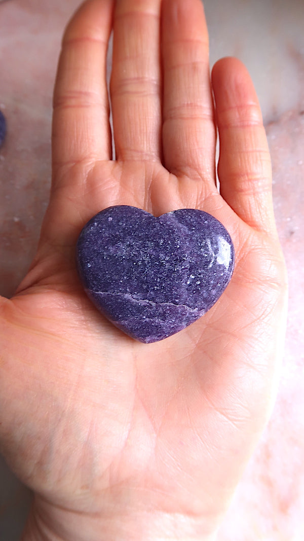 Deep Purple Lepidolite Hearts