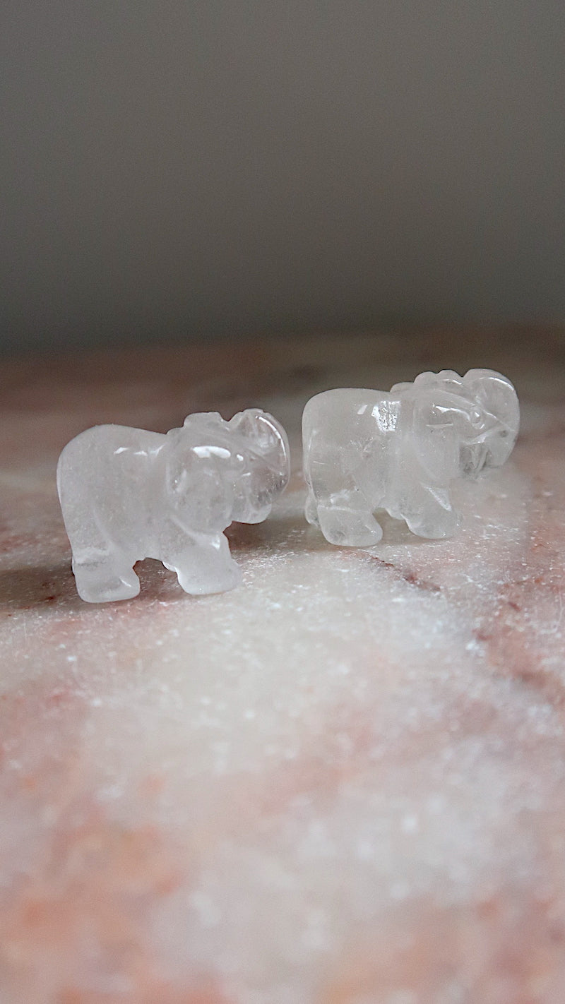 Mini Carved Clear Quartz Elephant