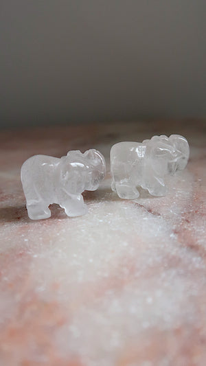 Mini Carved Clear Quartz Elephant