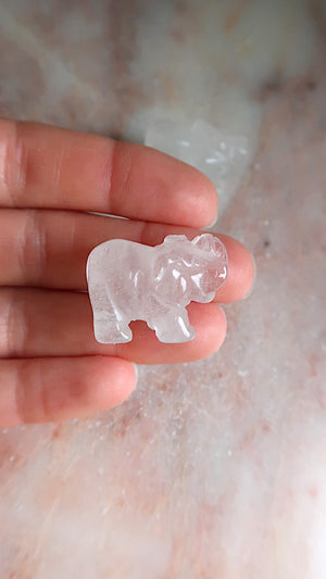 Mini Carved Clear Quartz Elephant