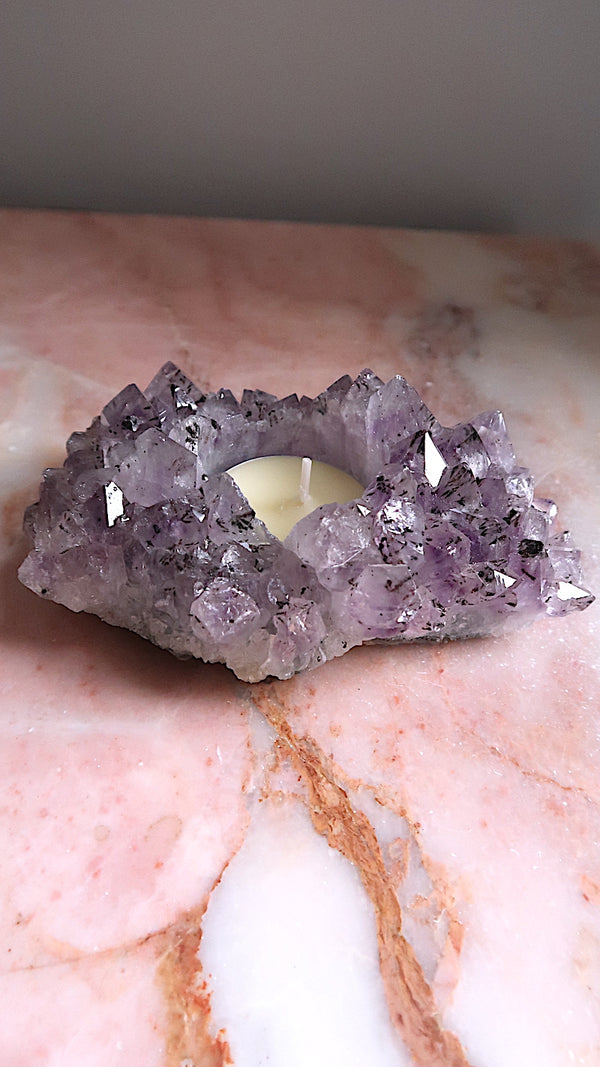 Amethyst Cluster Tea Light Holder