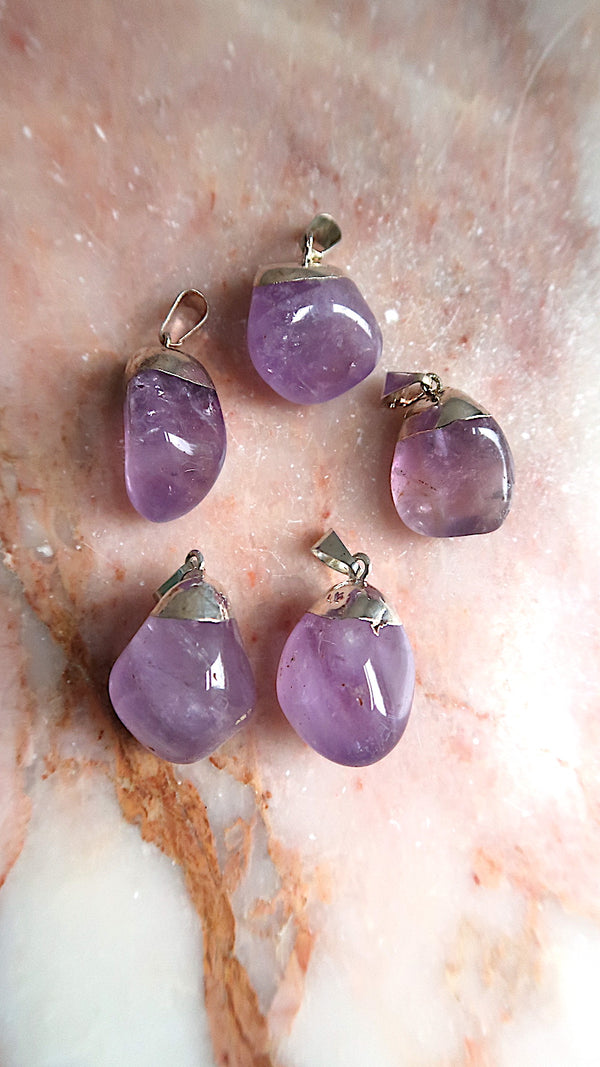 Amethyst Silver Pendants