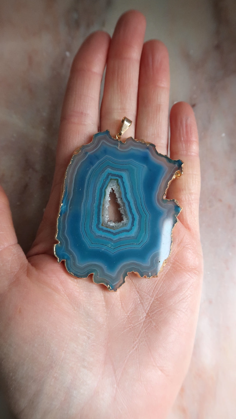 Extra Large Blue Agate Necklace