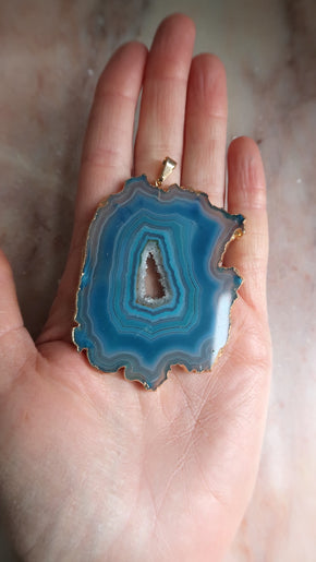 Extra Large Blue Agate Necklace