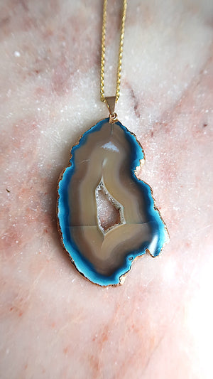 Large Blue Agate Necklace