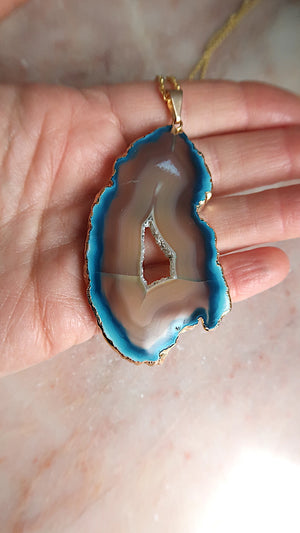 Large Blue Agate Necklace