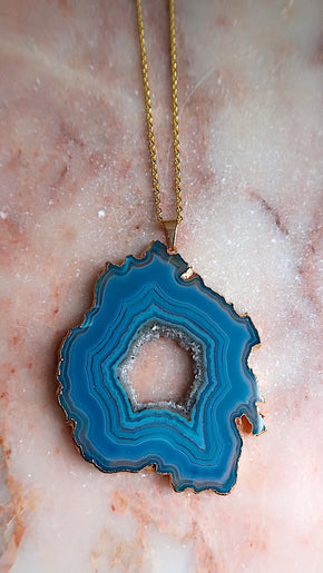 Extra Large Blue Agate Necklace