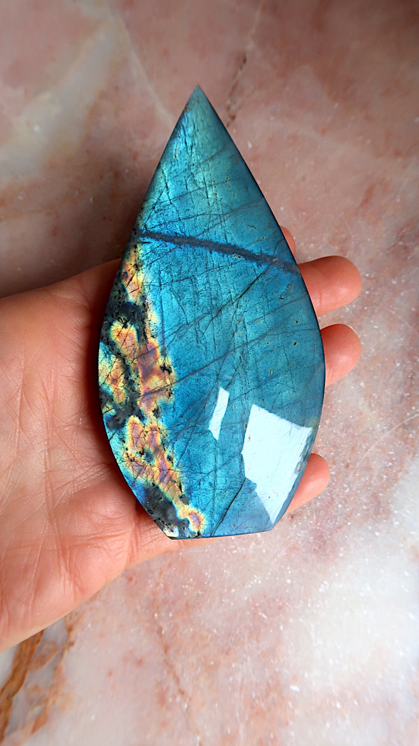 Pink Labradorite Tear Drop
