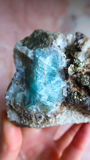 British Blue Fluorite & Pyrite Cluster