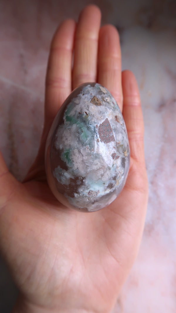 Flower Agate Egg