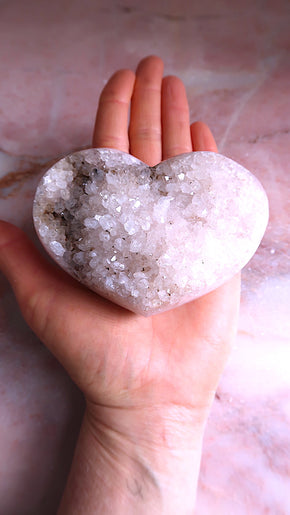Large Sparkly Pink Amethyst Heart