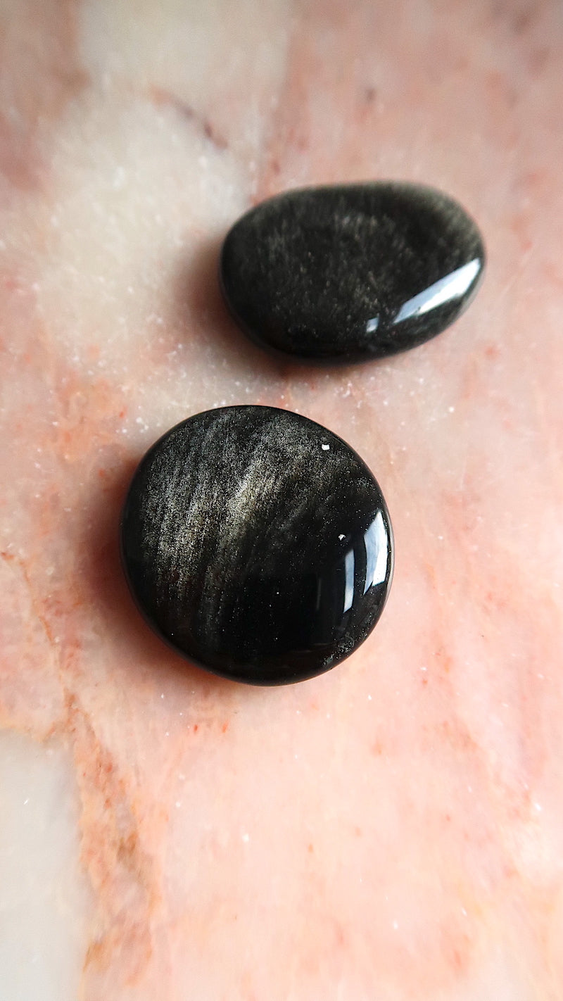 Silvery Obsidian Palm stone