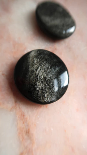 Silvery Obsidian Palm stone