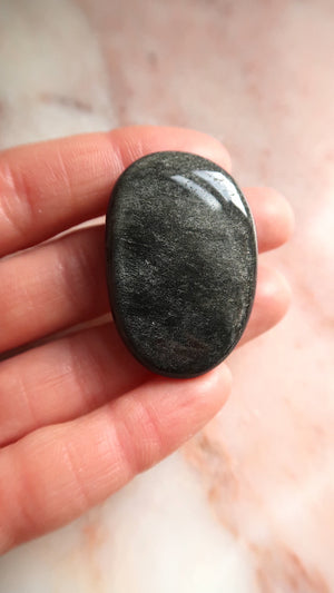 Silvery Obsidian Palm stone