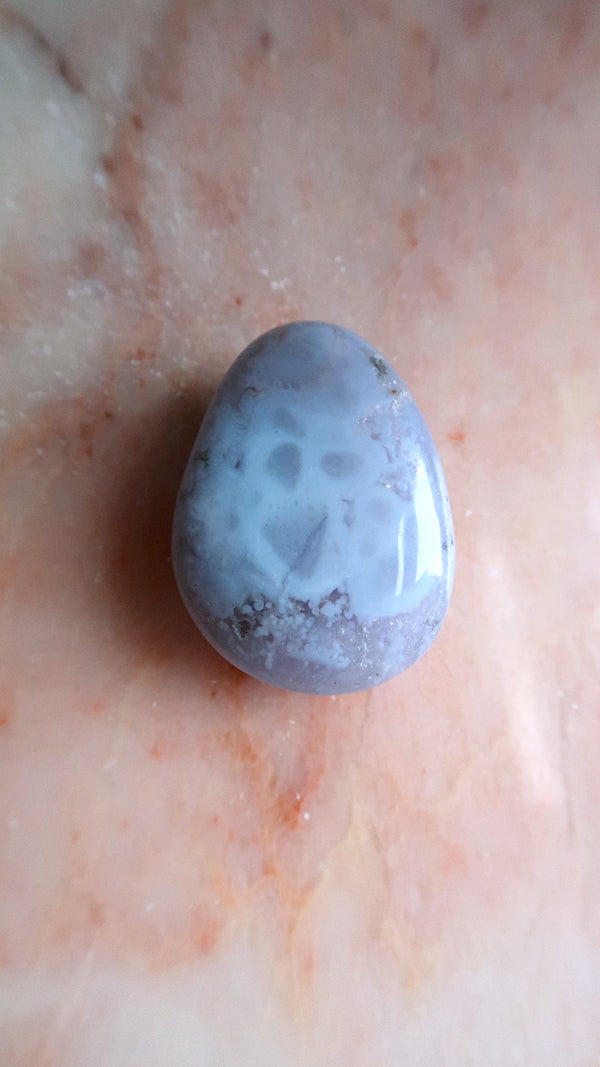 Blue Chalcedony Palm Stone