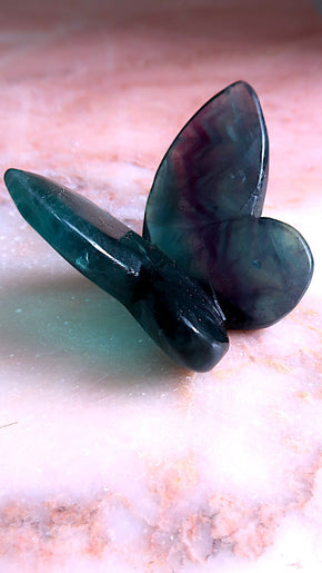 Green & Aqua Fluorite Butterfly
