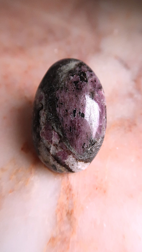 Pink Garnet Palm Stone