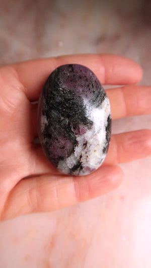 Pink Garnet Palm Stone