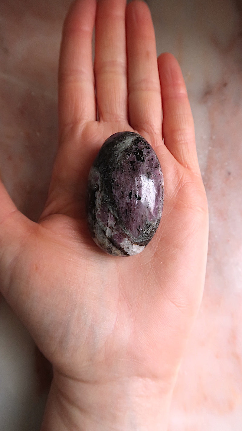 Pink Garnet Palm Stone