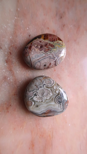 Pink Lace Agate Palm Stone