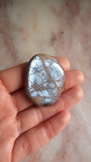 Silver Peach Moonstone Palm Stones