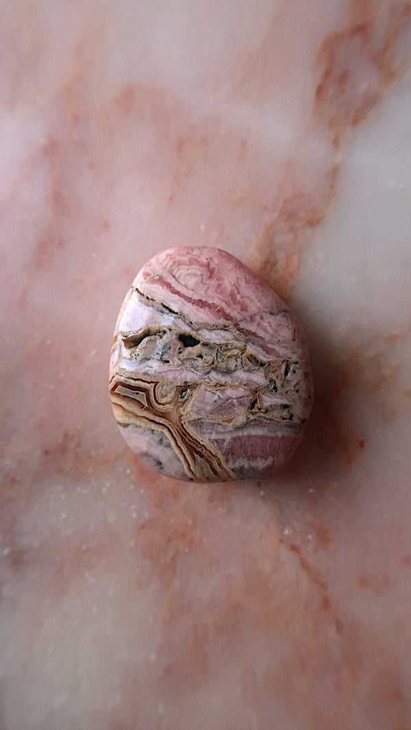 Rhodochrosite Palm Stone