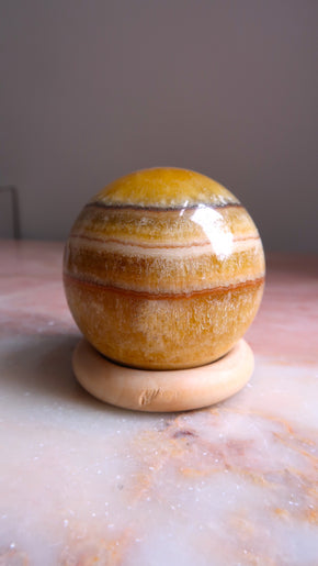 Honey Calcite Sphere
