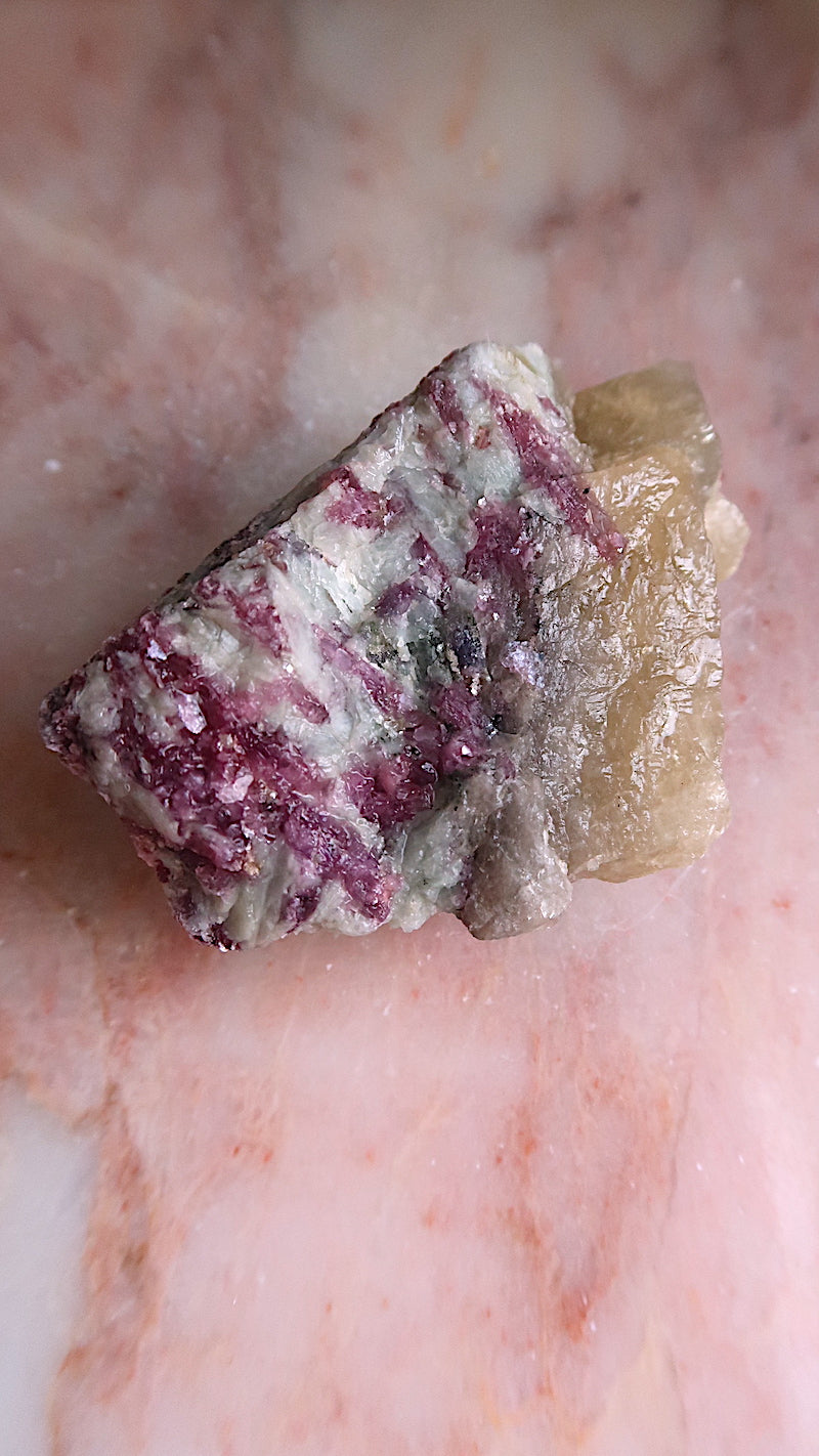 Pink Tourmaline & Calcite