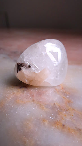 Clear Apophyllite and Stilbite Palm tone