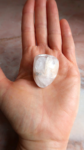 Clear Apophyllite and Stilbite Palm tone